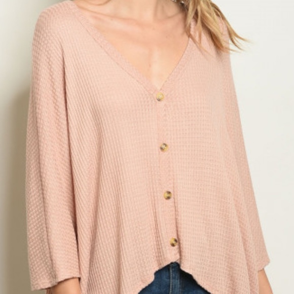 WAFFLE KNIT HIGH/ LOW TOP - Picture 4 of 5